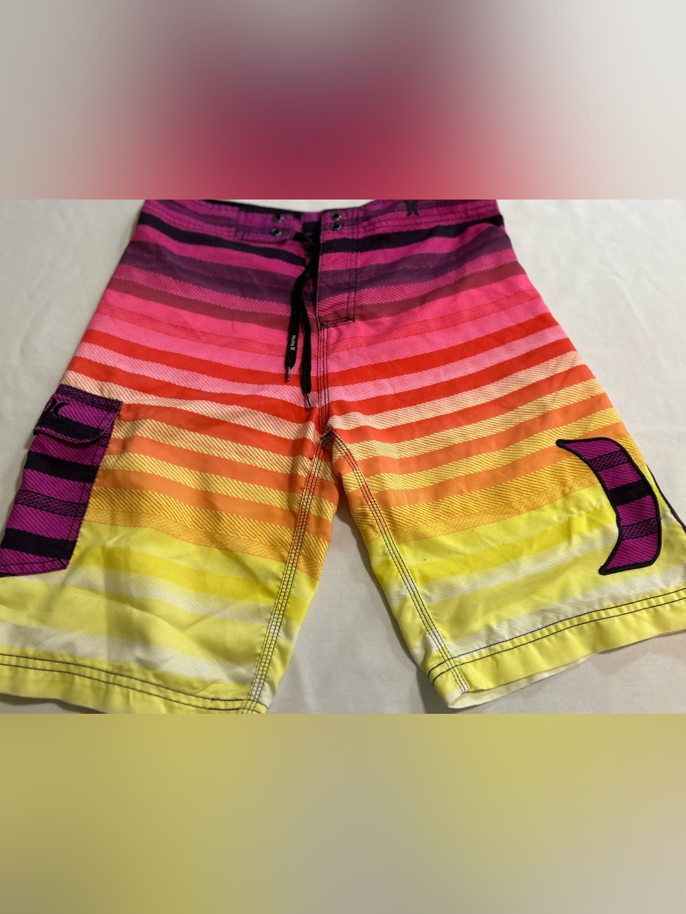 Hurley Black and Pink Swim Trunks